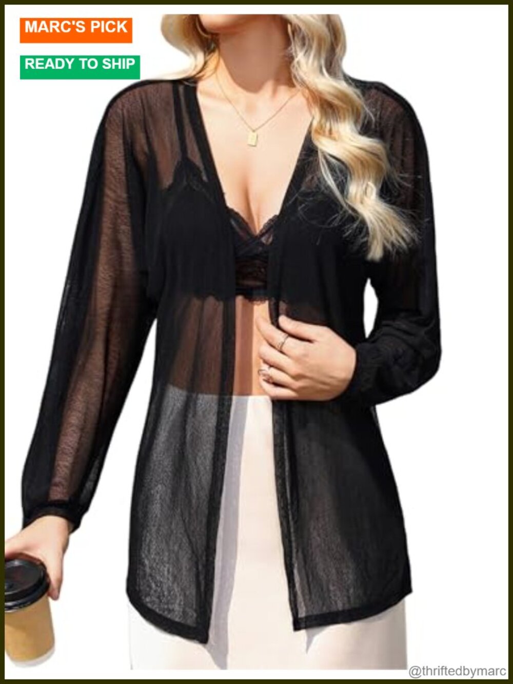 Lightweight Sheer Open Front Kimono Cardigan Beach Cover Up Long Sleeve